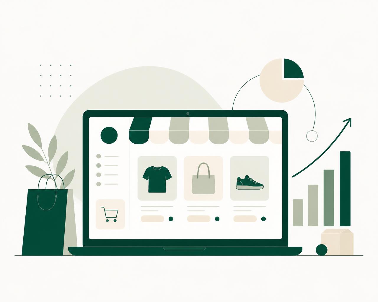 Illustration of a Shopify-style store dashboard